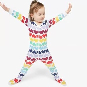 Primary Organic Cotton Long Sleeve Multicolor Rainbow Hearts Footies 9-12